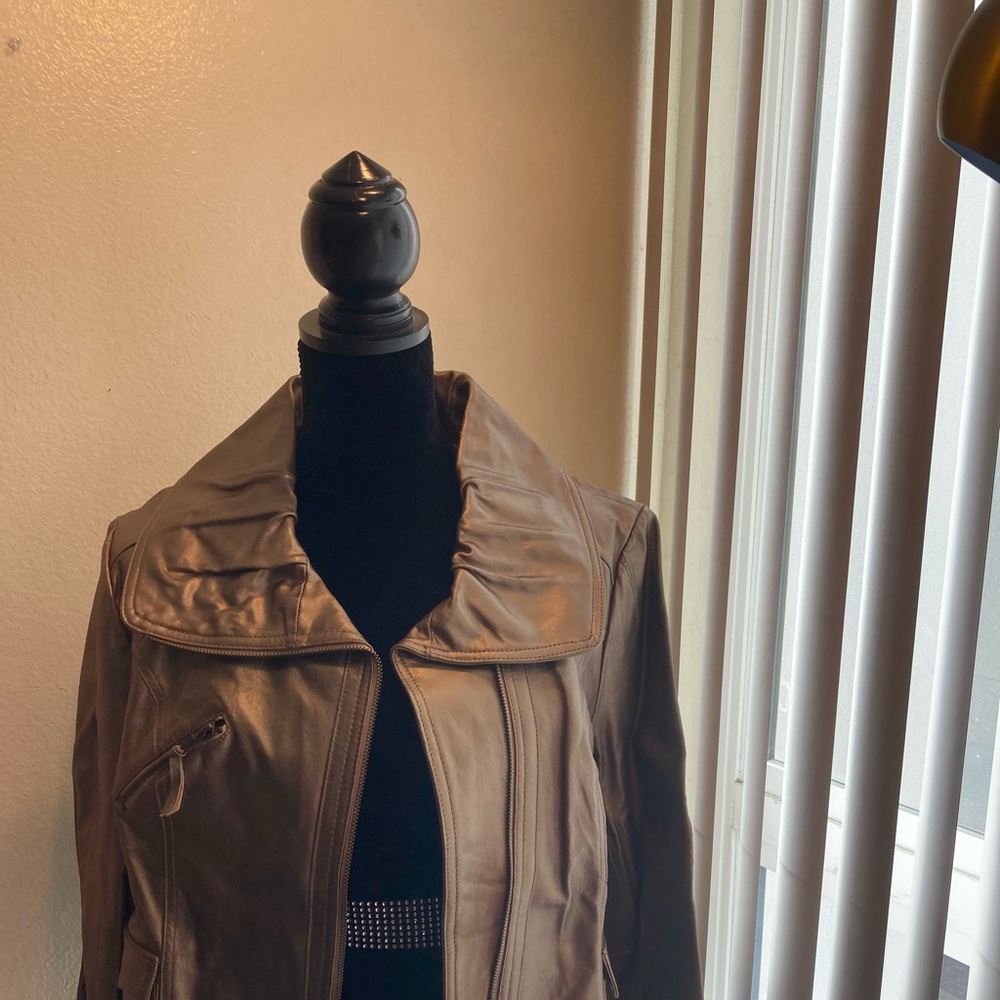 Leather golden women jacket large vintage